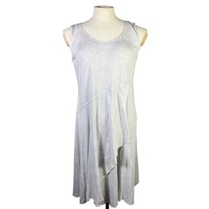 Chalet Asymmetrical Hem Tank Dress Size M Light Wash Cotton Hemp Blend Lagenlook